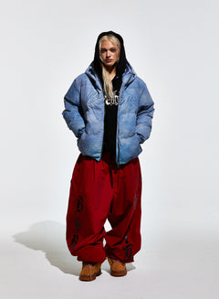 Bsr Applique Irregular Quilted Hood Puffer Jacket Sky