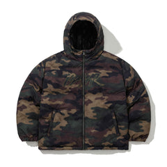 Bsr Applique Irregular Quilted Hood Puffer Jacket Camo