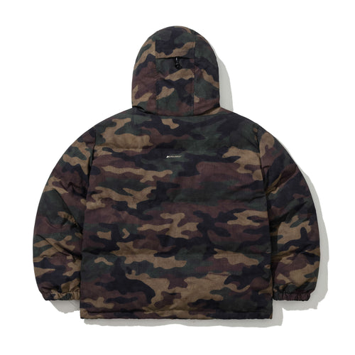 Bsr Applique Irregular Quilted Hood Puffer Jacket Camo
