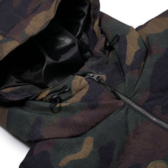 Bsr Applique Irregular Quilted Hood Puffer Jacket Camo