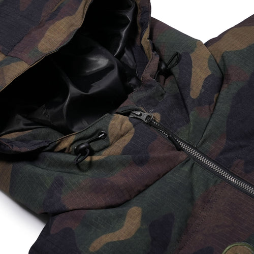 Bsr Applique Irregular Quilted Hood Puffer Jacket Camo