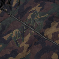 Bsr Applique Irregular Quilted Hood Puffer Jacket Camo
