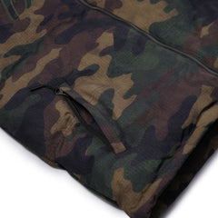 Bsr Applique Irregular Quilted Hood Puffer Jacket Camo
