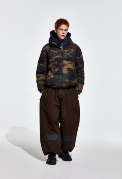 Bsr Applique Irregular Quilted Hood Puffer Jacket Camo