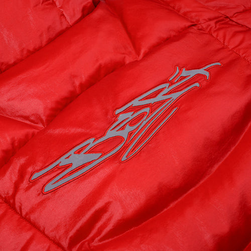 BSXRJ Utility Pocket Quilted Hood Puffer Jacket Red
