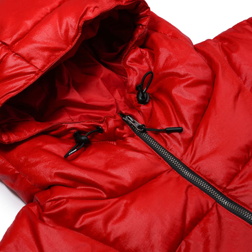 BSXRJ Utility Pocket Quilted Hood Puffer Jacket Red