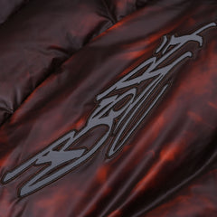 BSXRJ Utility Pocket Quilted Hood Puffer Jacket Thermochromic Red Brown / Orange