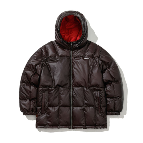 BSXRJ Utility Pocket Quilted Hood Puffer Jacket Thermochromic Red Brown / Orange