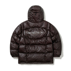 BSXRJ Utility Pocket Quilted Hood Puffer Jacket Thermochromic Red Brown / Orange