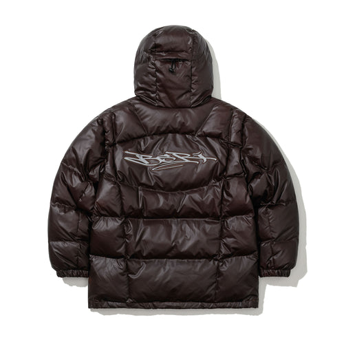 BSXRJ Utility Pocket Quilted Hood Puffer Jacket Thermochromic Red Brown / Orange