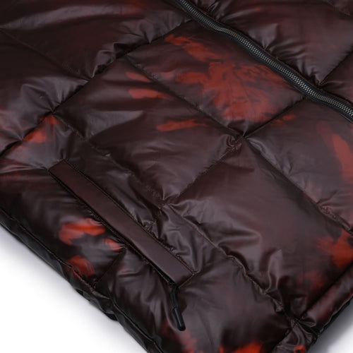 BSXRJ Utility Pocket Quilted Hood Puffer Jacket Thermochromic Red Brown / Orange