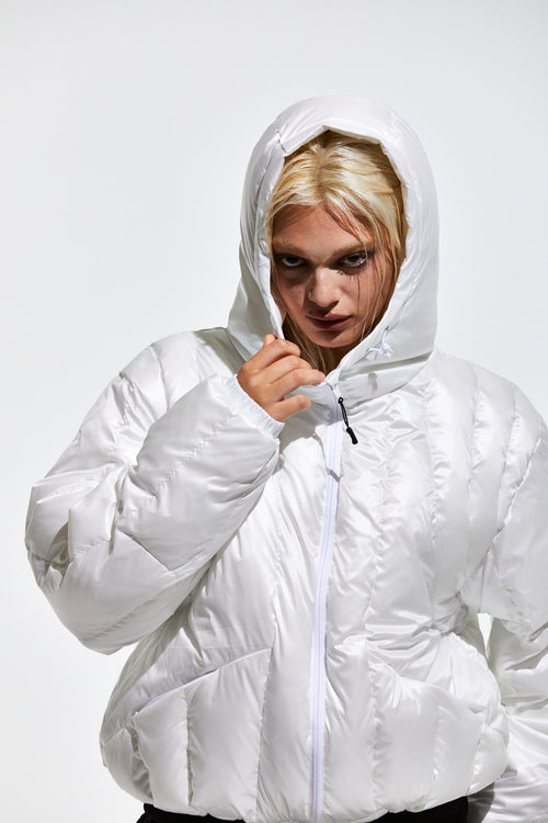 Contour Harness Hood Puffer Jacket White