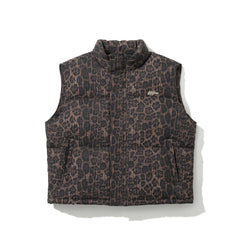 Triple Rabbit Metal Logo Short Puffer Vest Leopard
