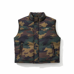 Bsr Applique Irregular Quilted Short Puffer Vest Camo