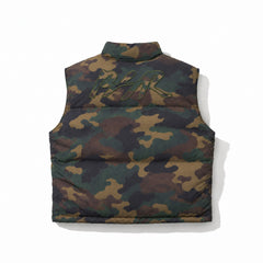 Bsr Applique Irregular Quilted Short Puffer Vest Camo