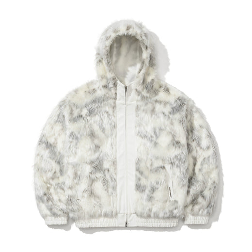 Unicorn Rabbit Contrast Faux Fur Hood Jacket Cream Beige