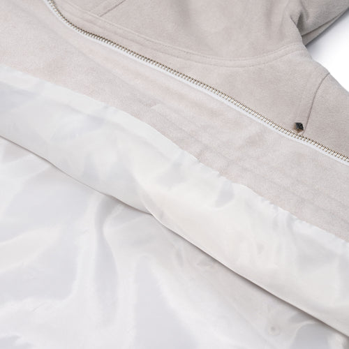 Br Rivet Suede Embroidery High-Neck Jacket Ivory