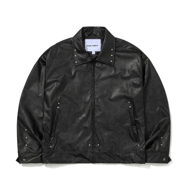 MMX07XIV Seoul Back Applique Pu Leather Jacket Black | BSRABBIT