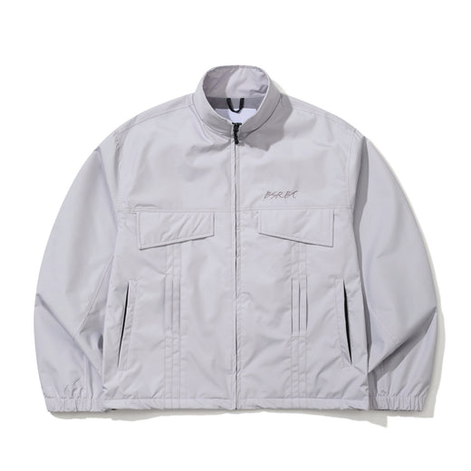 Fold Panel Back Embroidery Jacket Light Gray