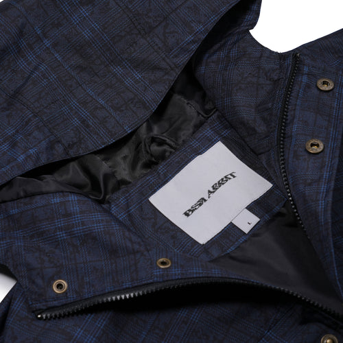 Vintage Check Rivet Hood Jacket Dark Blue