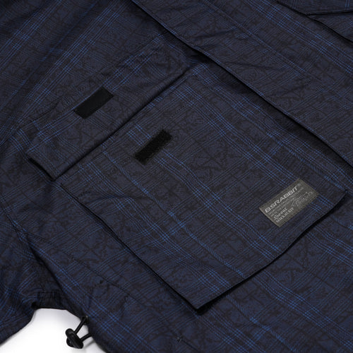Vintage Check Rivet Hood Jacket Dark Blue
