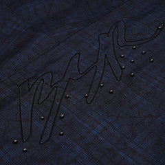 Vintage Check Rivet Hood Jacket Dark Blue