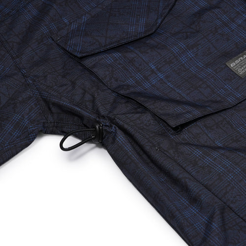 Vintage Check Rivet Hood Jacket Dark Blue