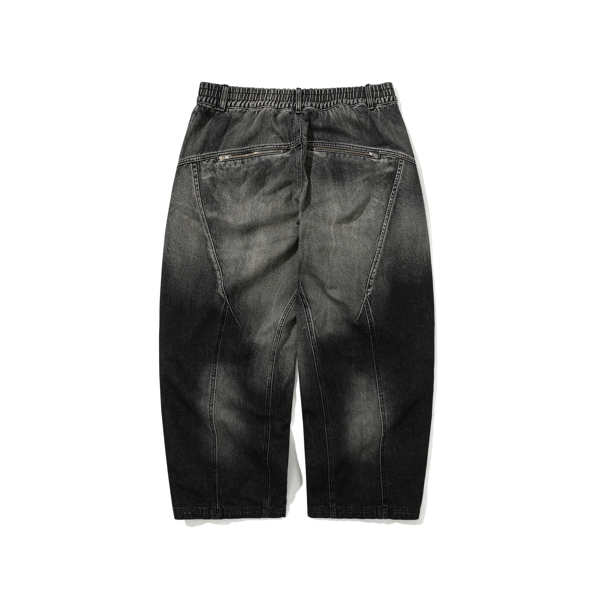 DSXBS Diagonal Dart Zipper Denim Wide Pants Smoke Black | BSRABBIT