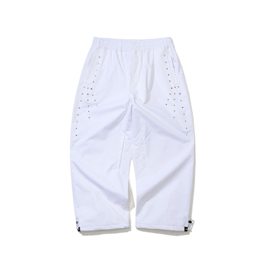 Diagonal Rivet Wide Ventilation Pants White