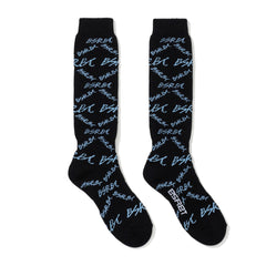 All-Over Script Logo Socks Black