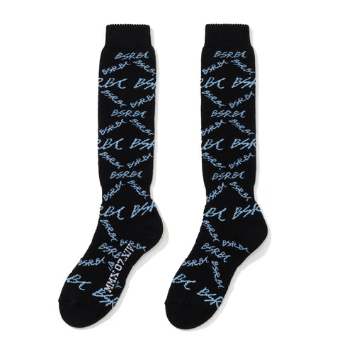 All-Over Script Logo Socks Black