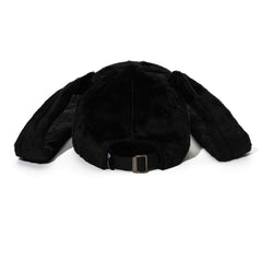Bunny Ear Faux Fur Cap Black