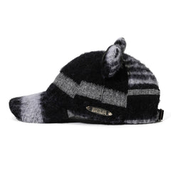 Short Bunny Ear Faux Fur Cap Black