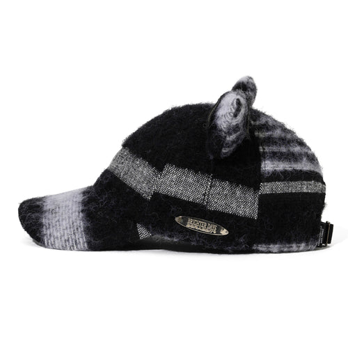 Short Bunny Ear Faux Fur Cap Black