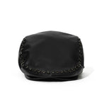 Jeweled Hunting Cap Black Leather