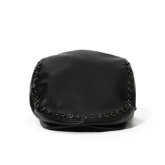Jeweled Hunting Cap Black Leather