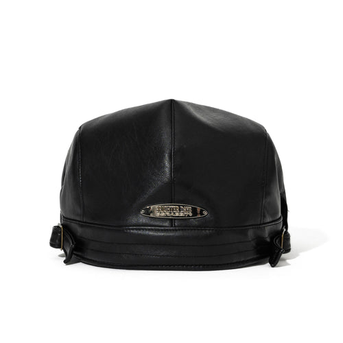 Jeweled Hunting Cap Black Leather