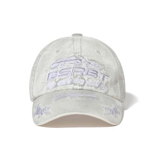 3D Embroidery Dirty Washed Cotton Cap White