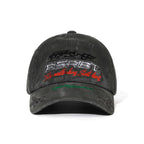 3D Embroidery Dirty Washed Cotton Cap Black