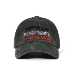 3D Embroidery Dirty Washed Cotton Cap Black