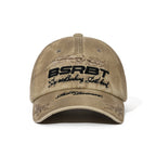 3D Embroidery Dirty Washed Cotton Cap Beige