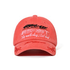 3D Embroidery Dirty Washed Cotton Cap Red