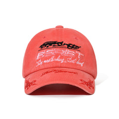 3D Embroidery Dirty Washed Cotton Cap Red