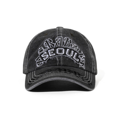 Heavy Stitching Vintage Washed Cotton Cap Charcoal