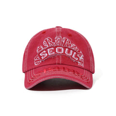 Heavy Stitching Vintage Washed Cotton Cap Red