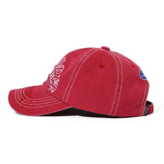 Heavy Stitching Vintage Washed Cotton Cap Red