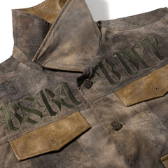 Rustic Artwork Wide Work Jacket Wood Brown