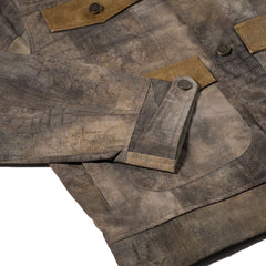 Rustic Artwork Wide Work Jacket Wood Brown