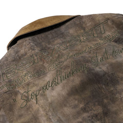 Rustic Artwork Wide Work Jacket Wood Brown