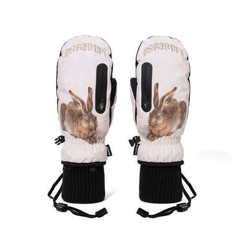 Earth Tone Art Print Zip Pocket Mittens Hare